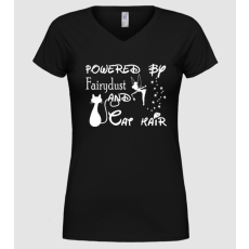 Pólómánia Powered by fairydust and cat hair - Női V nyakú Póló