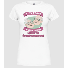 Pólómánia Vigyázat nyugdíjas - Női Kerek nyakú Póló
