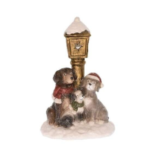 Poly Kutyák lámpával led-es poly 26x17x39cm karácsonyi dekoráció