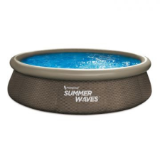 Polygroup Summer waves: felfújható peremű, rattan mintás medence papírszűrős vízforgatóval - 366 cm medence