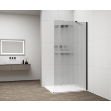 Polysan ESCA BLACK MATT Walk-in zuhanyfal, falra szerelhető, flutes üveg, 1400mm kád, zuhanykabin