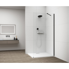Polysan ESCA BLACK MATT Walk-in zuhanyfal, falra szerelhető, transzparent üveg, 1500mm kád, zuhanykabin