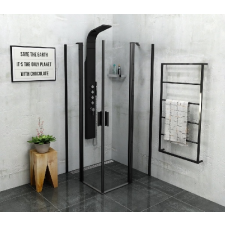  POLYSAN ZOOM LINE BLACK nyíló sarok zuhanykabin, 900x900 mm, transzparent, fekete (ZL5415B) kád, zuhanykabin