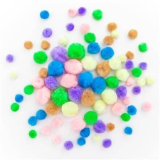 Pom-pom, pasztell színek, 1-2,5 cm-es, 78 db/csomag kreatív és készségfejlesztő