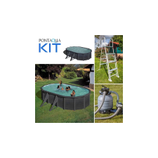 Pontaqua KIT GRAPHITE fémfalas családi medence szett 500 x 300 x120 cm medence