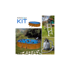 Pontaqua KIT WOOD fémfalas családi medence szett 500 x 300 x 120 cm medence