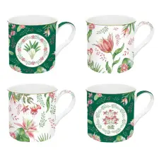  Porcelán bögre szett - 300ml - Botanical Chic bögrék, csészék