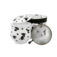  Porcelán bögre tetővel - 480ml - Koty Czarne bögrék, csészék