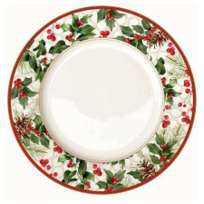Porcelán lapostányér 26,5cm, Christmas Berries tányér és evőeszköz