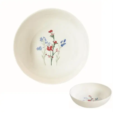  Porcelán mélytányér 18cm, Mille Fleurs Blue tányér és evőeszköz
