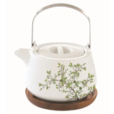  Porcelán teáskanna akácfa tálcán, 750ml, dobozban, Natura konyhai eszköz