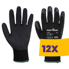 Portwest A100 Mártott latex védőkesztyű fekete (Karton - 12 pár)