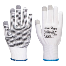 Portwest A118 Grip 13 PVC Pöttyös Érintőképernyős Védőkesztyű (fehér/szürke) védőkesztyű