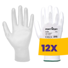 Portwest A120 Nylon védőkesztyű PU tenyérmártott fehér (Karton - 12 pár)