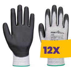 Portwest A124 Grip 13 gyémántkötésű érintőképernyős kesztyű szürke (Karton - 12 pár)