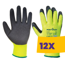Portwest A140 Mártott latex védőkesztyű, téli kivitel sárga (Karton - 12 pár) védőkesztyű