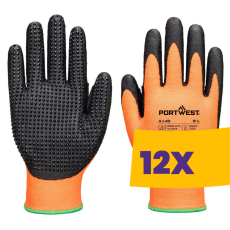 Portwest A148 Nitril pöttyös munkavédelmi kesztyű narancs (Karton - 12 pár)