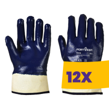 Portwest A302 Csuklóig mártott nitril védőkesztyű kék (Karton - 12 pár) védőkesztyű