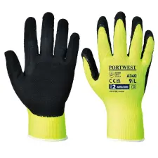 Portwest A340YERXXS Portwest Hi-Vis Grip mártott latex védőkesztyű védőkesztyű