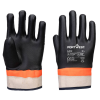 Portwest A402 Duplán mártott PVC védőkesztyű homok bevonattal (fekete/narancs, 8/M)