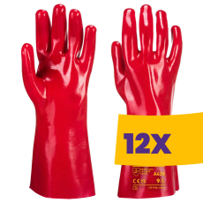 Portwest A435 PVC hosszú szárú védőkesztyű 35cm piros XL (Karton - 12 pár)