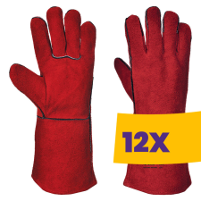 Portwest A500 Hosszú szárú munkavédelmi hegesztőkesztyű piros (Karton - 12 pár) védőkesztyű