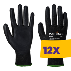 Portwest A635 Eco 3-as vágásbiztos védőkesztyű fekete (Karton - 12 pár)