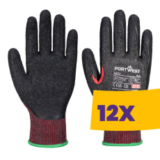 Portwest A671 AHR13 F Dark Latex Cut vágásbiztos kesztyű fekete (Karton - 12 pár)
