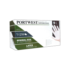 Portwest A910 Latex egyszerhasználatos kesztyű, púderezett védőkesztyű