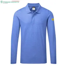 Portwest Antisztatikus hoszzú ujjú ESD póló L/S - Hamilton kék