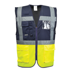 Portwest C276 Paris Executive Jól láthatósági mellény (Navy/sárga, 3XL)
