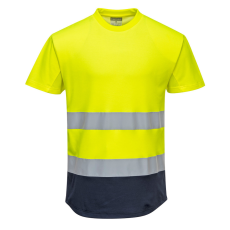Portwest C395 Hi-Vis kéttónusú szellőző póló sárga-tengerészkék