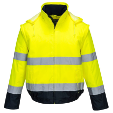 Portwest C464 Essential Lite Hi-Vis 2 az 1-ben bomber kabát sárga-tengerészkék