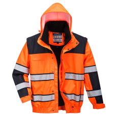Portwest C466 3 az 1-ben Jól láthatósági Bomber dzseki (narancs/fekete, 3XL)