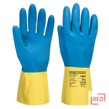 Portwest Duplán Mártott Latex kesztyű Yellow/Blue L védőkesztyű