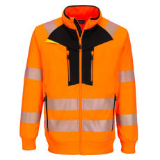 Portwest DX477 DX4 Hi-Vis cipzáras pulóver narancs-fekete