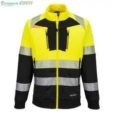 Portwest DX4 Hi-Vis 1. osztályú tölcsér nyakú cipzáras pulóver - Sárga/Fekete