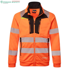 Portwest DX4 Hi-Vis kapucnis cipzáras pulóver - Narancs/Fekete
