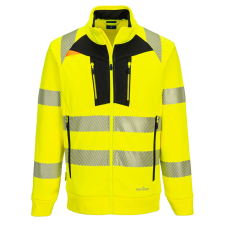 Portwest DX4 Hi-Vis kapucnis cipzáras pulóver Yellow/Black M láthatósági ruházat