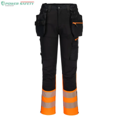 Portwest DX4 Hi-Vis nadrág lezippzározható lengőzsebbel - Narancs/Fekete