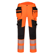 Portwest DX4 Hi-Vis nadrág lezippzározható lengőzsebbel Orange/Black 33