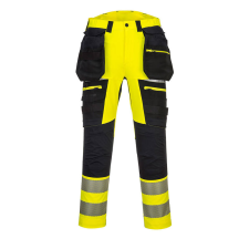 Portwest DX4 Hi-Vis nadrág lezippzározható lengőzsebbel (sárga/fekete, 28) munkaruha