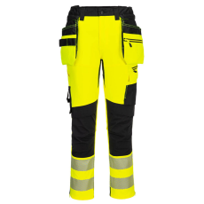 Portwest DX4 Hi-Vis nadrág lezippzározható lengőzsebbel Yellow/Black 30