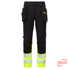 Portwest DX4 Hi-Vis nadrág lezippzározható lengőzsebbel Yellow/Black 48 munkaruha