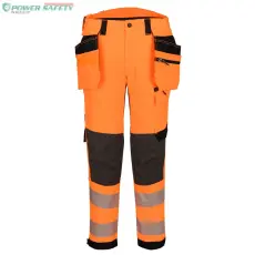 Portwest EV4 Hi-Vis Class 1 levehető lengőzsebes nadrág - Narancs/Fekete
