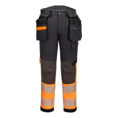 Portwest EV4 Hi-Vis Stretch Class 1 Holster lengőzsebes nadrág Orange/Metal Grey 48
