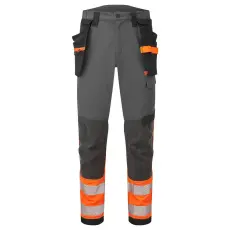 Portwest EV4 Hi-Vis Stretch Class 1 Holster lengőzsebes nadrág (szürke/narancs, 42)