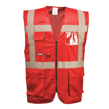Portwest F476 Iona vezetői jól láthatósági mellény (Piros, 3XL) láthatósági ruházat