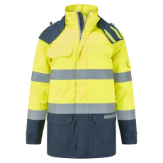Portwest FR617 Bizflame Rain+ Hi-Vis Multi-norm kontraszt lángálló télikabát sárga-tengerészkék