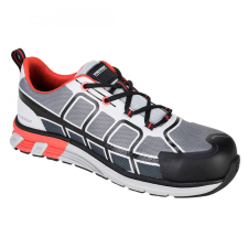 Portwest FT17 - OlymFlex Barcelona SBP AE sportos Trainer cipő Szürke/Piros munkavédelmi cipő